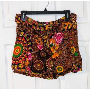 Junglee Billie Floral‎ Print Shorts Elastic Waist Bohemian Festival Size S/M NWT